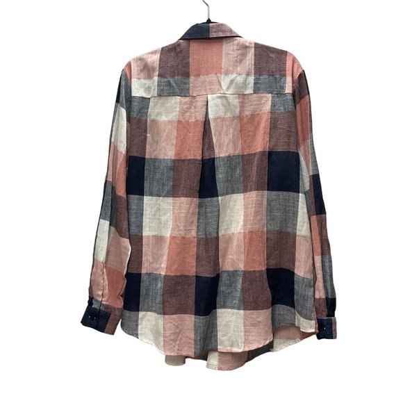 Woman's Multi Color Plaid Button Front Shirt Size 2X With Pocket Long Sleeve - Picture 2 of 9